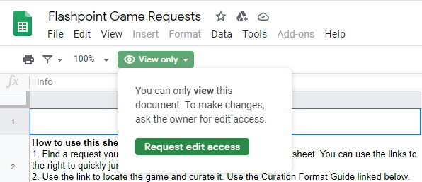How to request access to the Game Requests sheet