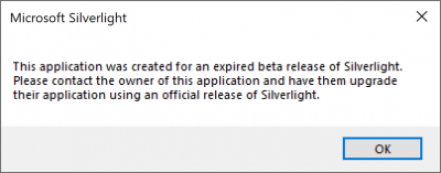 A typical error caused by an XAP manifest referencing a beta version of Silverlight.