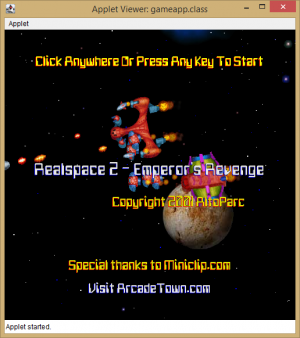 "Realspace 2 - Emperor's Revenge" running in the AppletViewer.